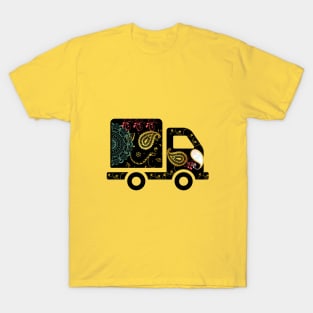 Black truck art motif illustration with paisley design pattern T-Shirt